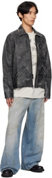 COÛT DE LA LIBERTÉ Black Luke Coated Ecru Rigid Twill Denim Jacket