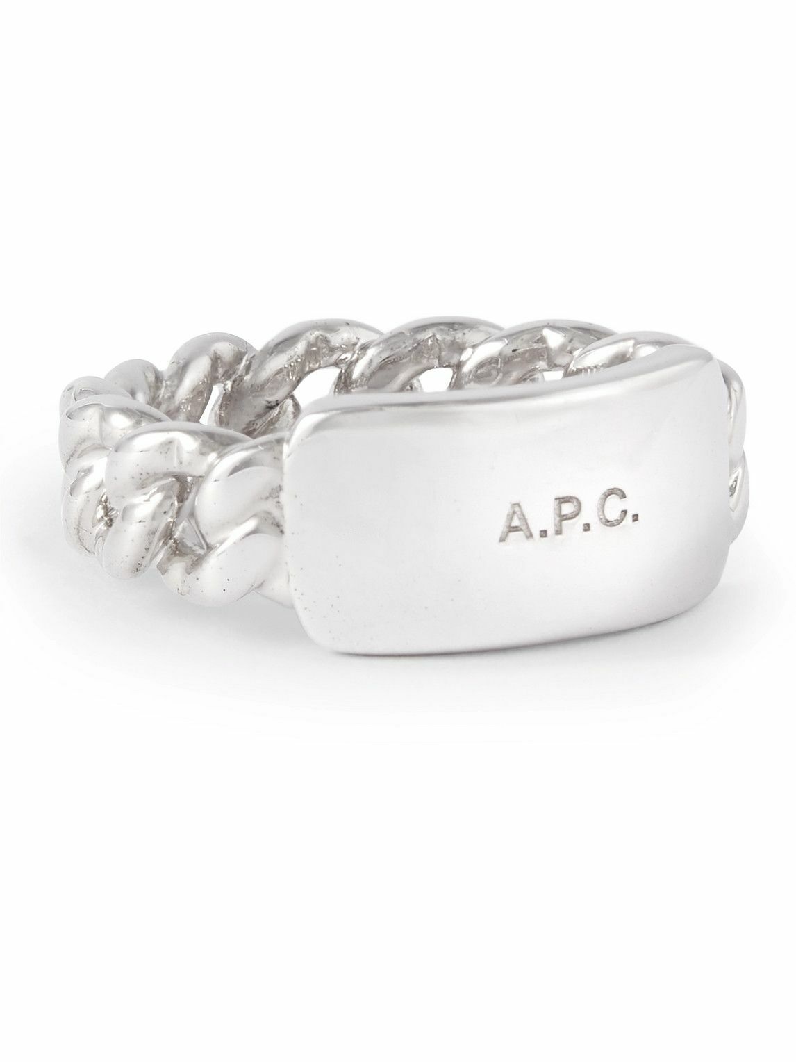 Photo: A.P.C. - Darwin Logo-Engraved Silver-Coated Ring - Silver