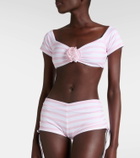 Bananhot Stefani striped ruched shorts