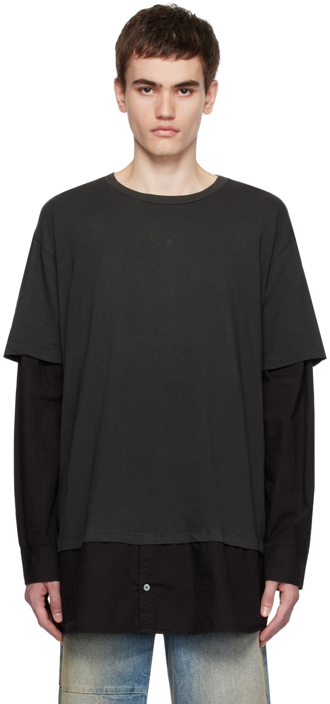 mm6 maison margiela ロンT 長袖tシャツ 黒 ブラック MM6 Maison Margiela メゾンマルジェラ ロンT 長袖Tシャツ