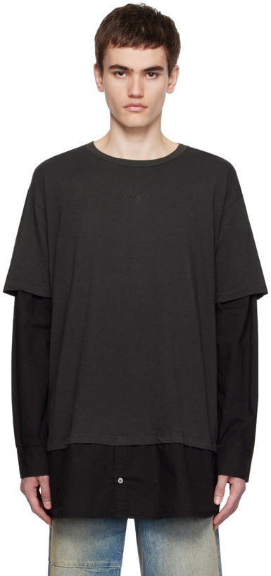 Photo: MM6 Maison Margiela Black Layered Long Sleeve T-Shirt