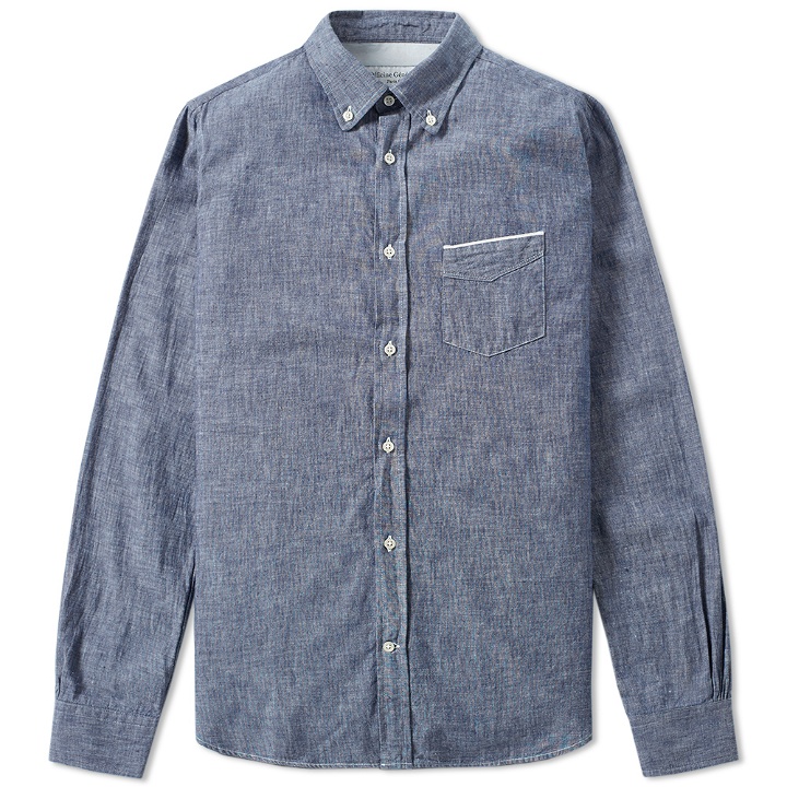 Photo: Officine Generale Button Down Japanese Selvedge Chambray Shirt