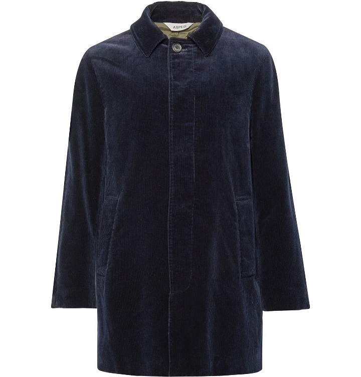 Photo: Aspesi - Cotton-Corduroy Overcoat - Blue