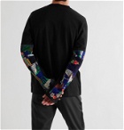 Sacai - Printed Poplin-Panelled Cotton-Jersey T-Shirt - Black