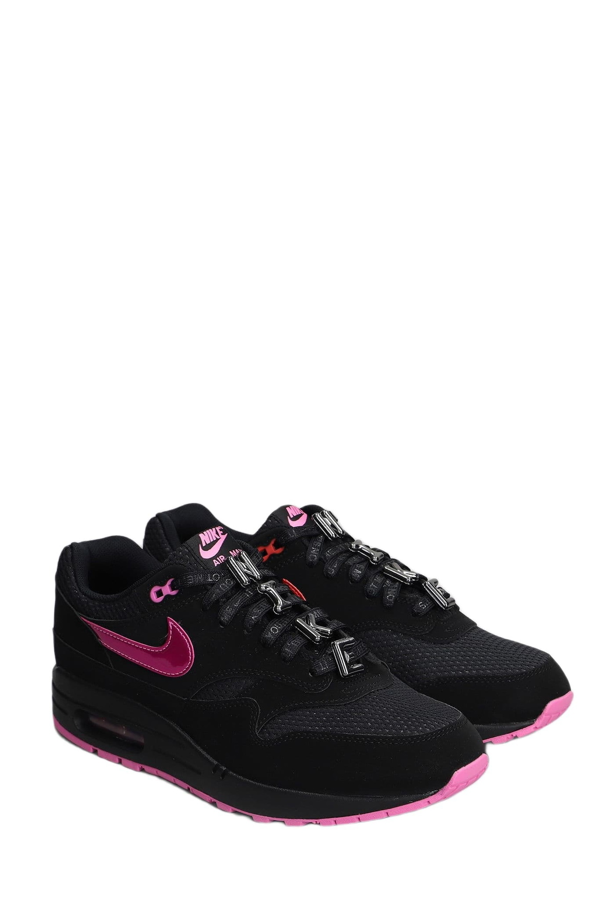 Nike Air Max 1 Prm Sneakers In Black Suede And Fabric