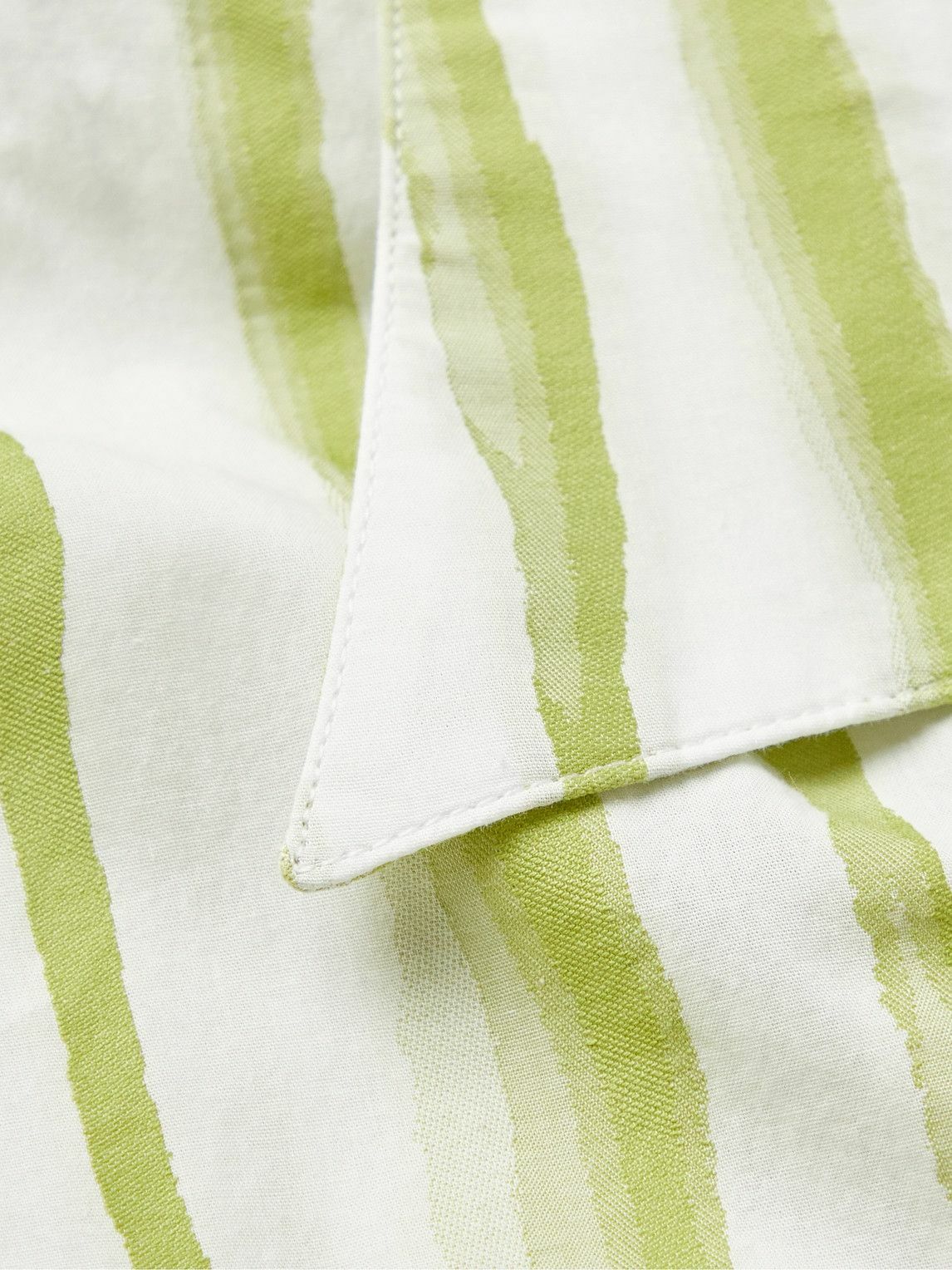 Massimo Alba - Venice Camp-Collar Striped Cotton-Jacquard Shirt - Green
