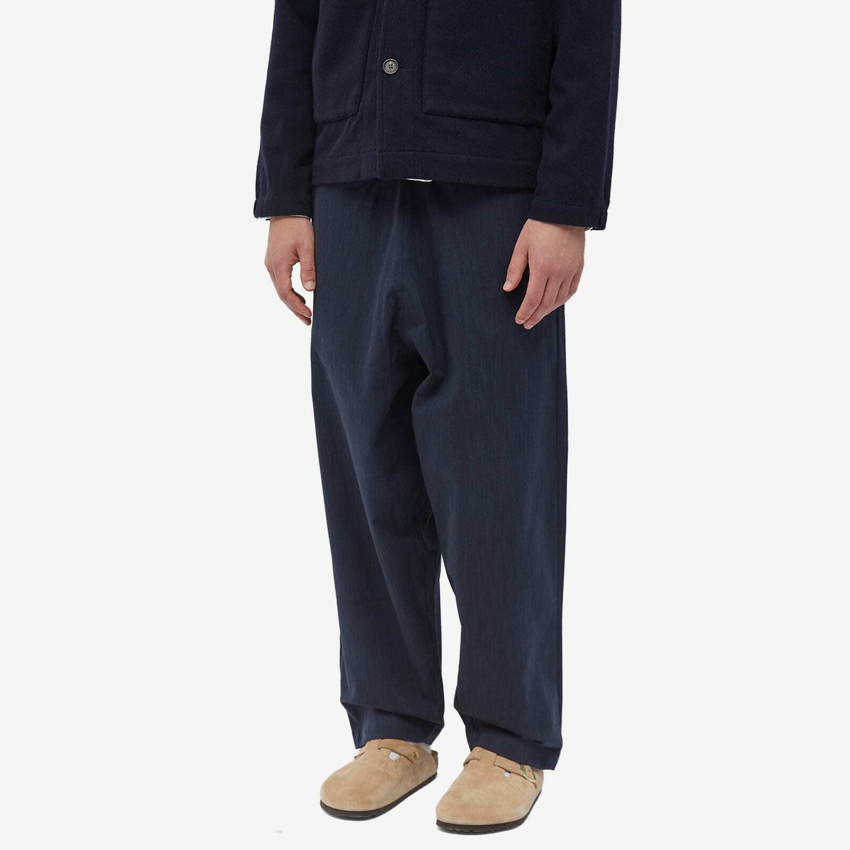 Universal Works Men's Kyo Cotton Braga Pant in Navy Universal Works