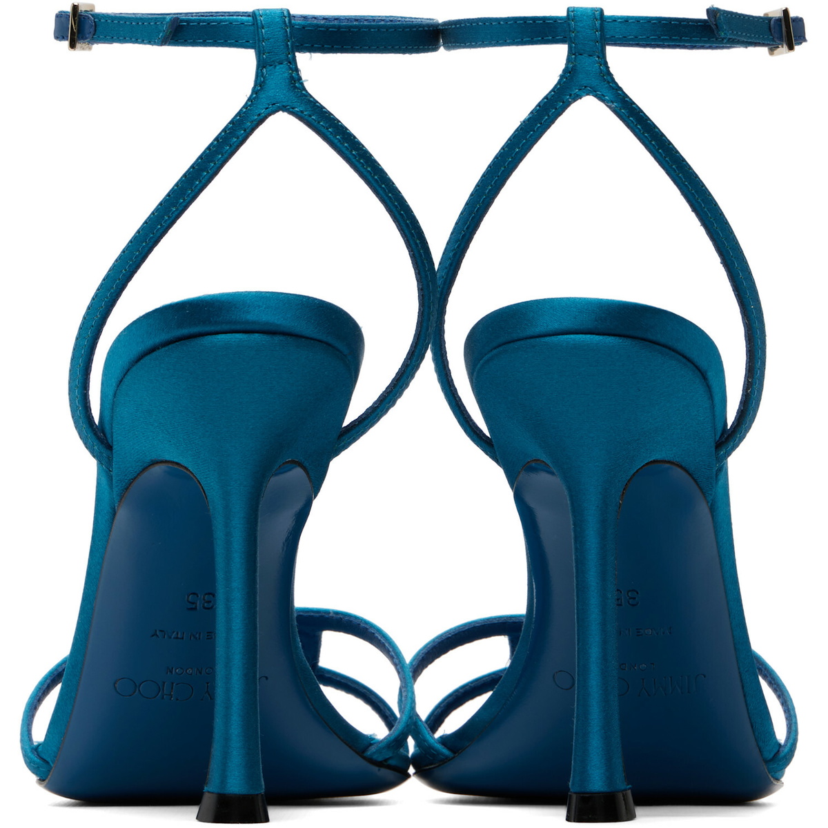 Jimmy Choo Blue 1998 Leo 100 Satin Heeled Sandals