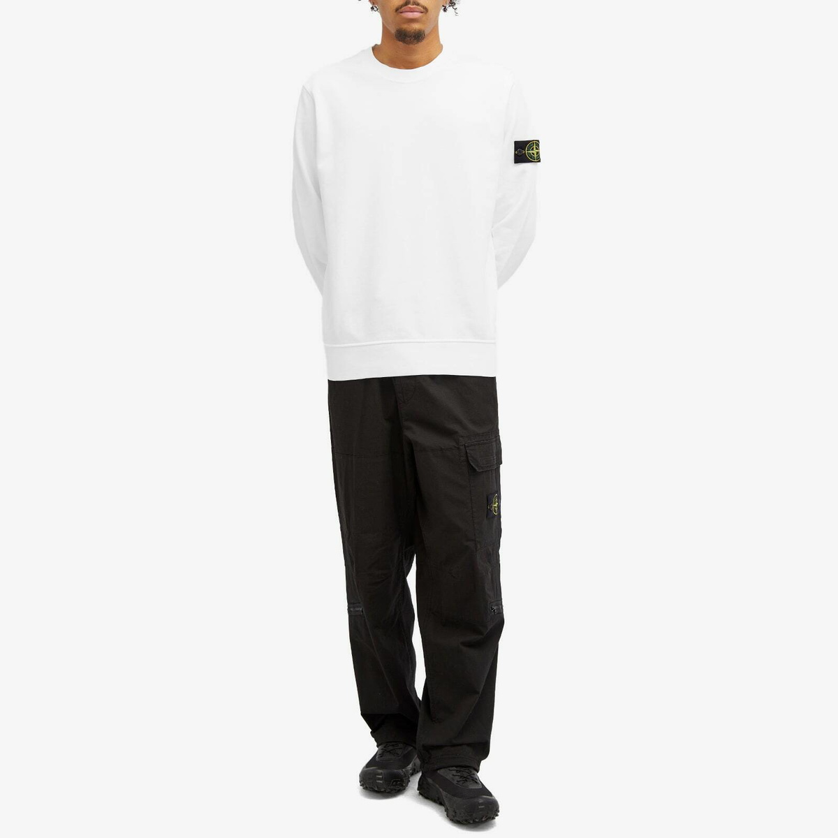 Stone Island Men's Garment Dyed Crew Sweatshirt in White