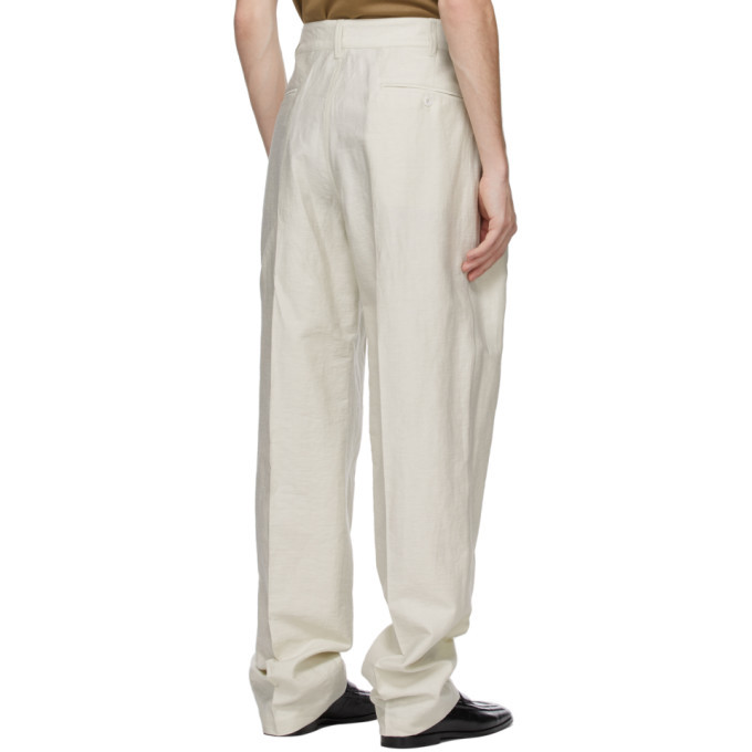 Lemaire Off-White Pleated Military Chino Trousers Lemaire