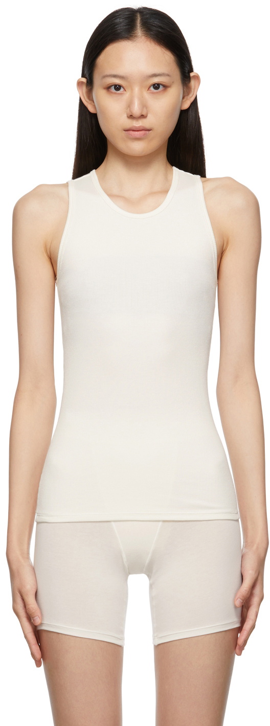 SKIMS: Grey Cotton Rib Tank Top