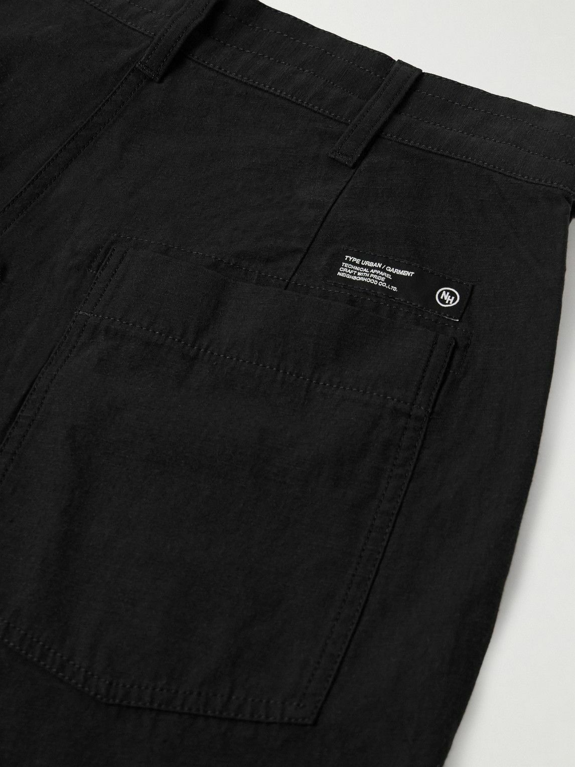 Neighborhood - Baker Straight-Leg Cotton and Linen-Blend Shorts - Black