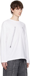 MM6 Maison Margiela White Rasterised Zip Long Sleeve T-Shirt