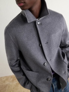AMI PARIS - Brushed Wool and Cashmere-Blend Felt Blouson Jacket - Gray