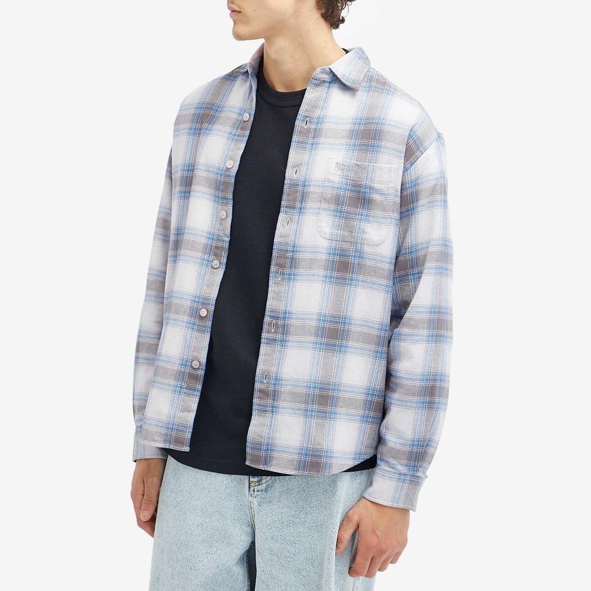 thisisneverthat Men's Shadow Plaid Flannel Shirt in Blue thisisneverthat Men's Shadow Plaid Flannel Shirt in Blue