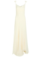 DE LA Vali Dia Embroidered Appliquéd Silk Maxi Dress Ivory