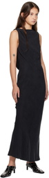 St. Agni Black Draped Cowl Midi Dress