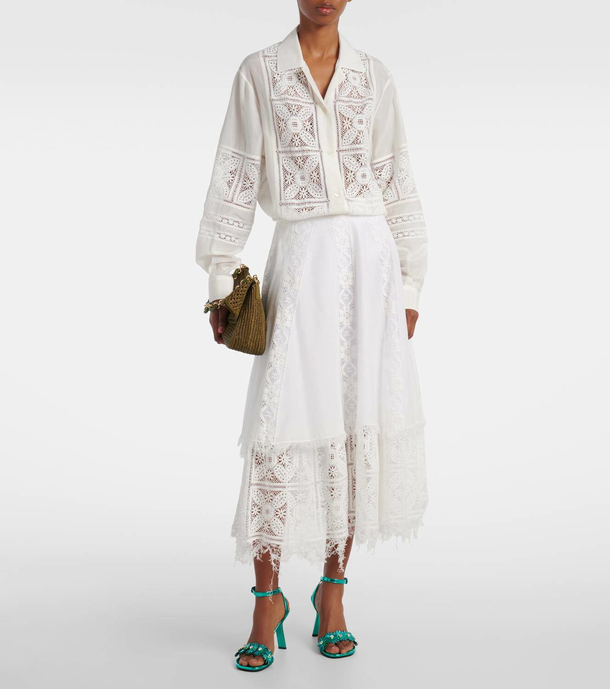 LOEWE Paula's Ibiza cotton and silk midi skirt スカート 上質 Loewe Paula's Ibiza cotton and silk midi skirt Loewe