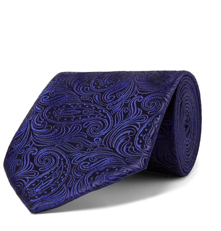 Photo: Charvet - 8.5cm Paisley-Embroidered Silk Tie - Purple