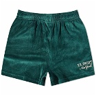 Sporty & Rich Andy Velour Disco Short in Forest/White