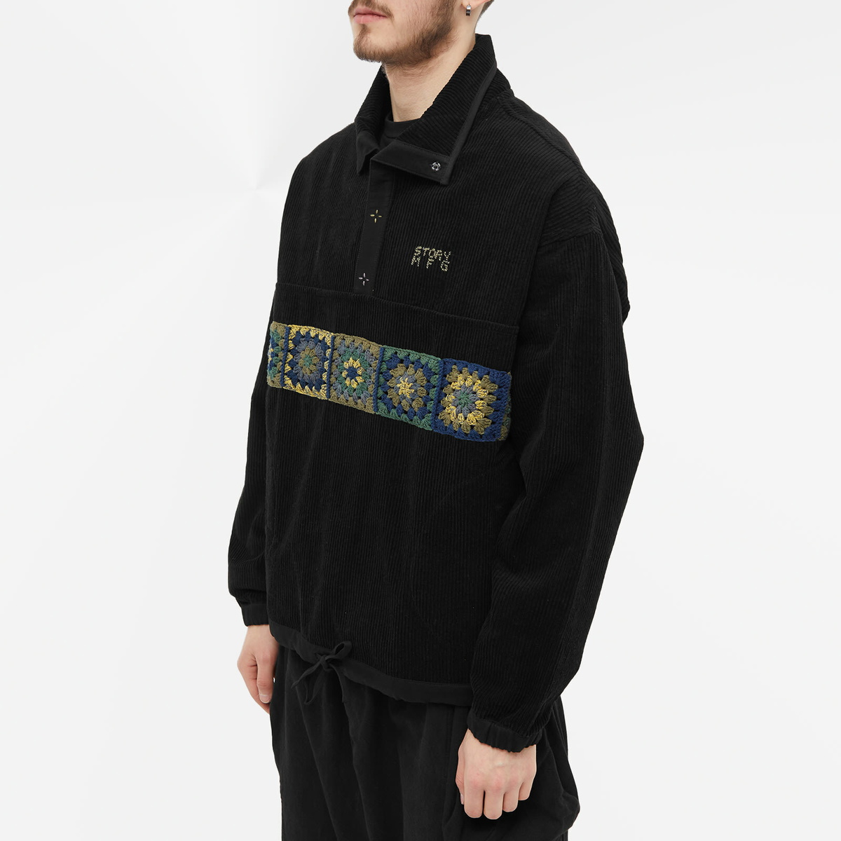 Story mfg. Men's Polite Cord Pullover Jacket in Black Corduroy