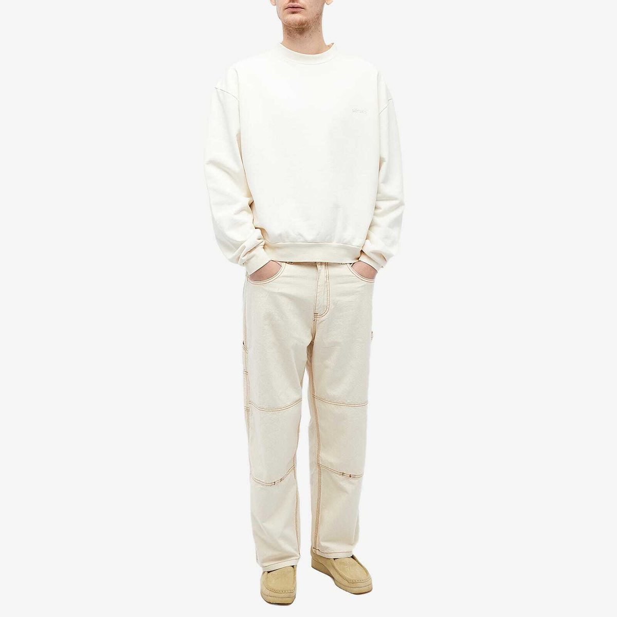 Checks Downtown Men's Overdyed Crew Sweat in Ecru