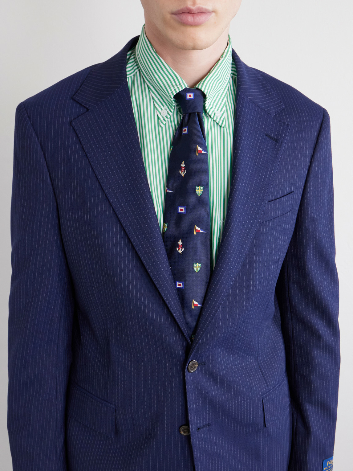 Polo Ralph Lauren - Pinstriped Wool-Blend Blazer - Blue