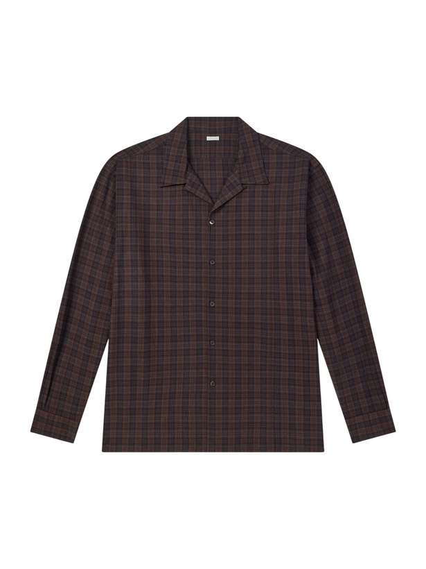 Photo: A.PRESSE - Camp-Collar Checked Silk Shirt - Brown