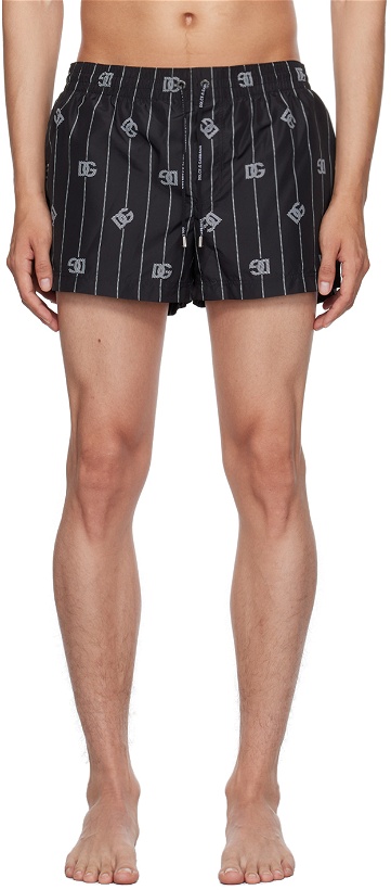 Photo: Dolce & Gabbana Black Monogram Swim Shorts