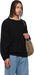 Fear of God ESSENTIALS Black Signature Waffle 90s Crewneck Sweater