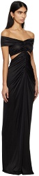 Atlein Black Ruched Maxi Dress