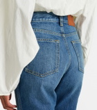 Chloé Leather-trimmed capri jeans