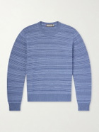 Canali - Striped Wool and Cashmere-Blend Sweater - Blue