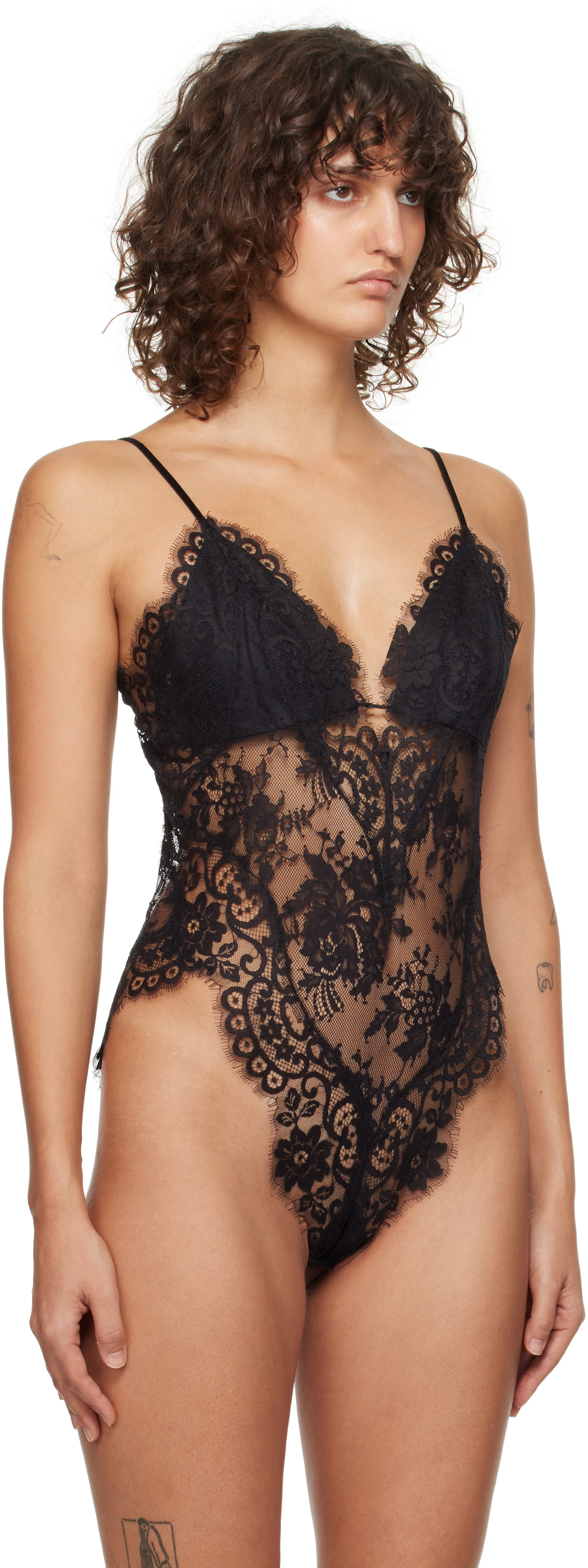 ZIMMERMANN Black Illustration Lace Teddy Bodysuit