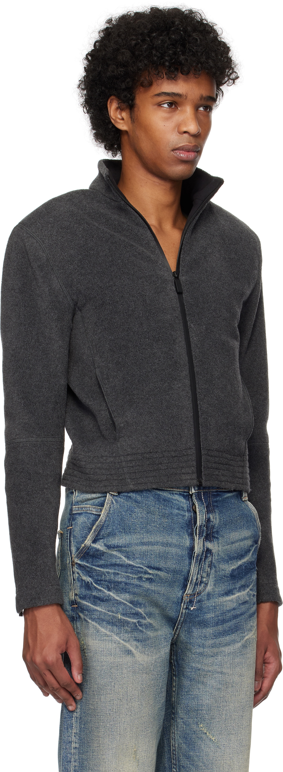 Fax Copy Express Gray Fleece Zip-Up Jacket