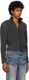 Fax Copy Express Gray Fleece Zip-Up Jacket