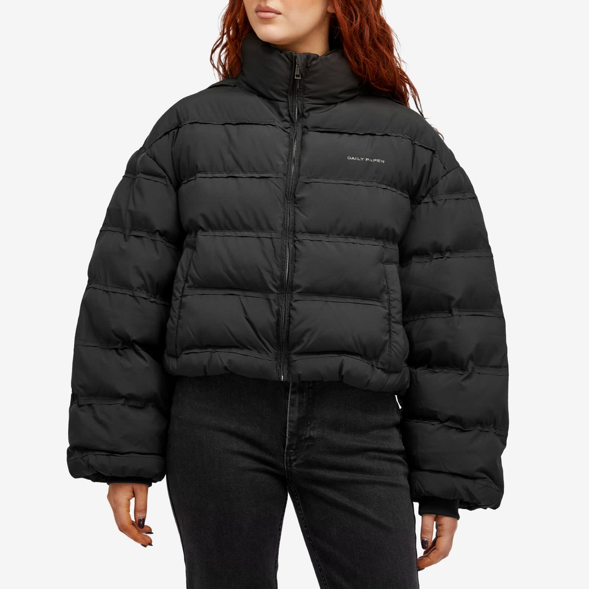 Daily Paper Women's Relaxed Short Puffer Jacket in Black