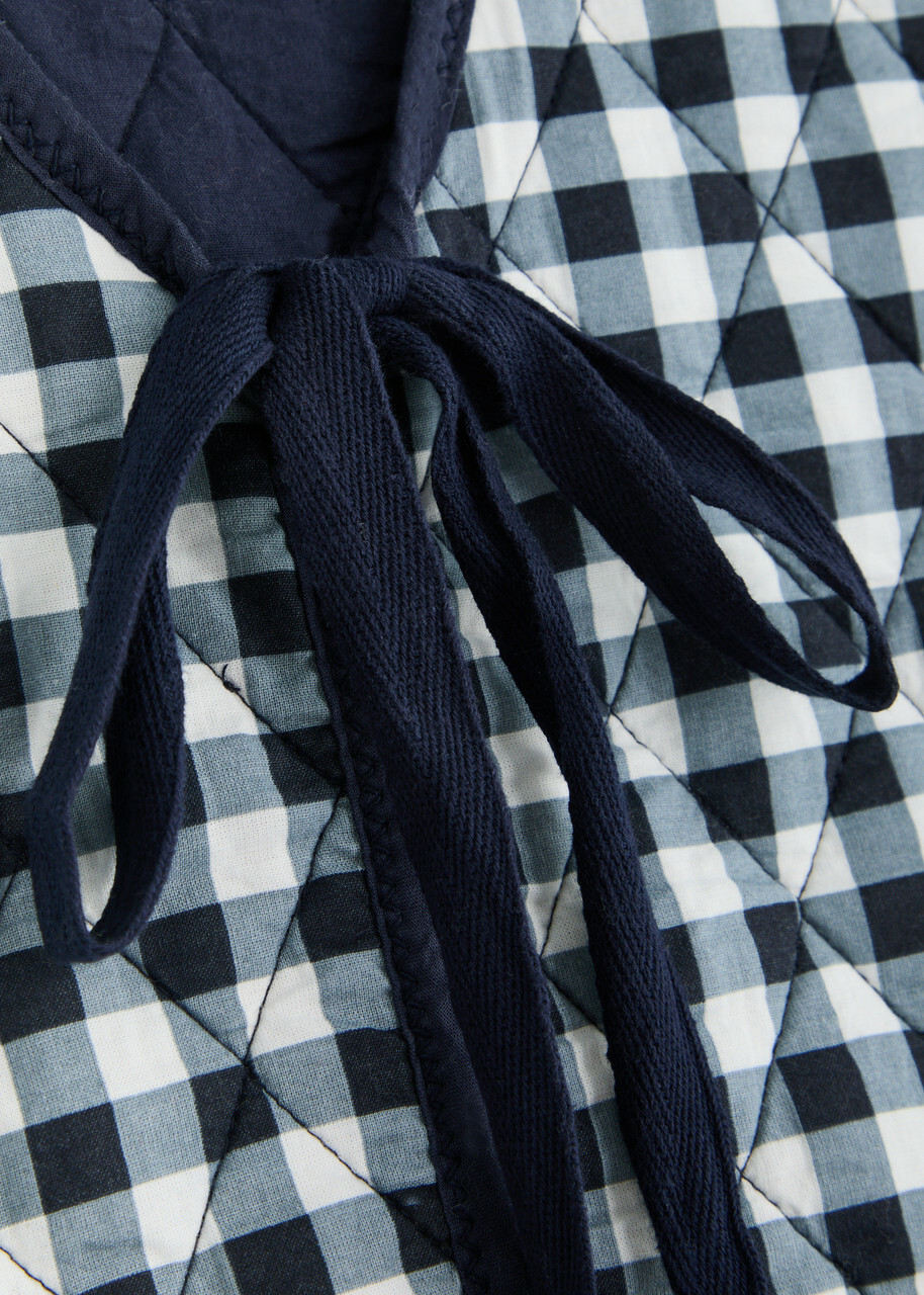 Free People Claudine Gingham Cotton Gilet Navy