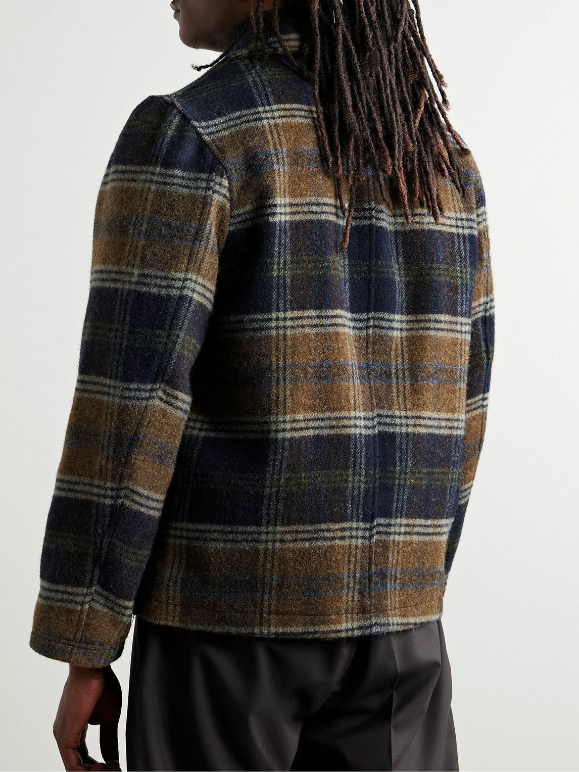 Oliver Spencer - Lambeth Checked Wool-Flannel Shirt Jacket - Blue ...