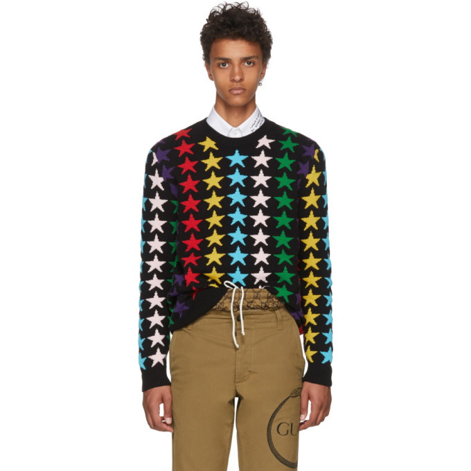 Photo: Gucci Black and Multicolor Star Sweater