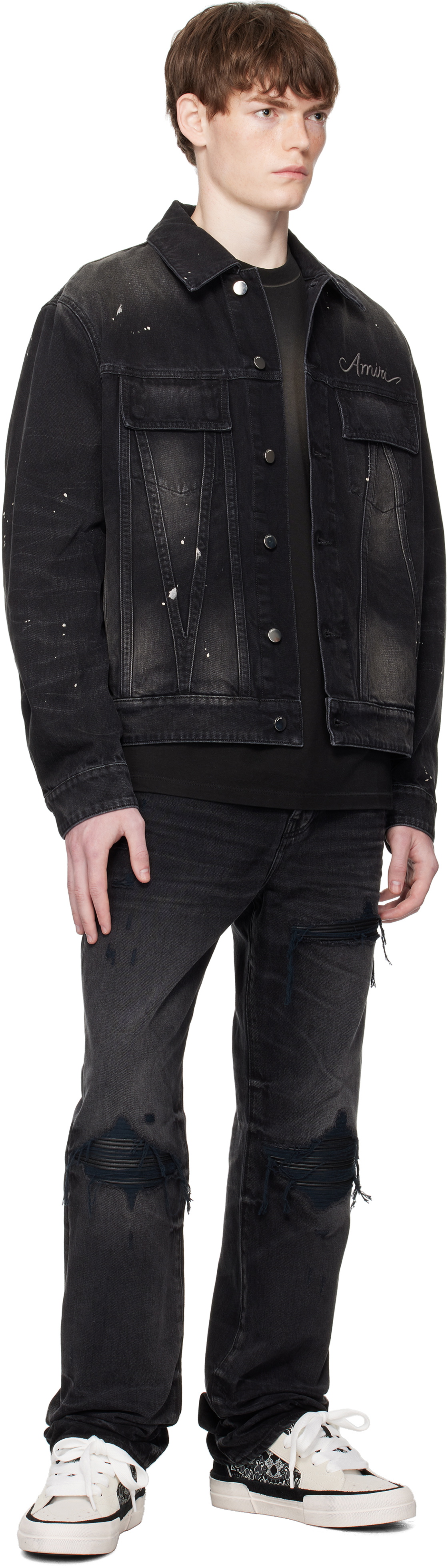 AMIRI Black Bleach Bandana Denim Jacket