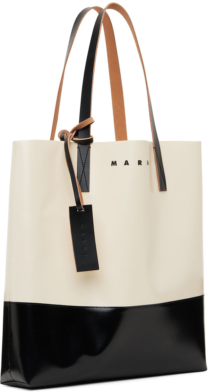 Marni Off-White &amp; Black North-South Shopping Tote Marni