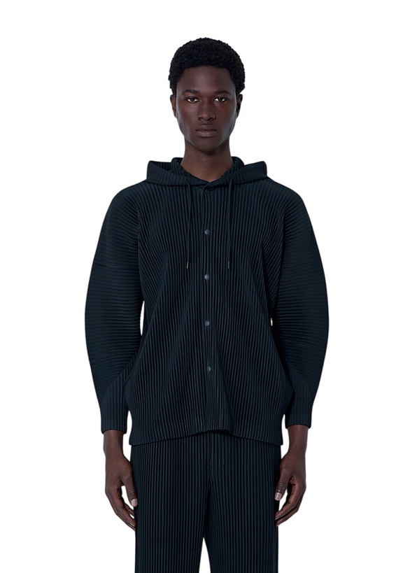 Photo: Homme Plissé Issey Miyake Pinstripe Hooded Jacket