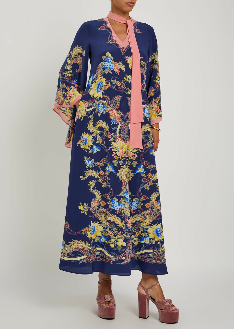 Etro Printed Scarf-effect Silk Maxi Dress Multicoloured