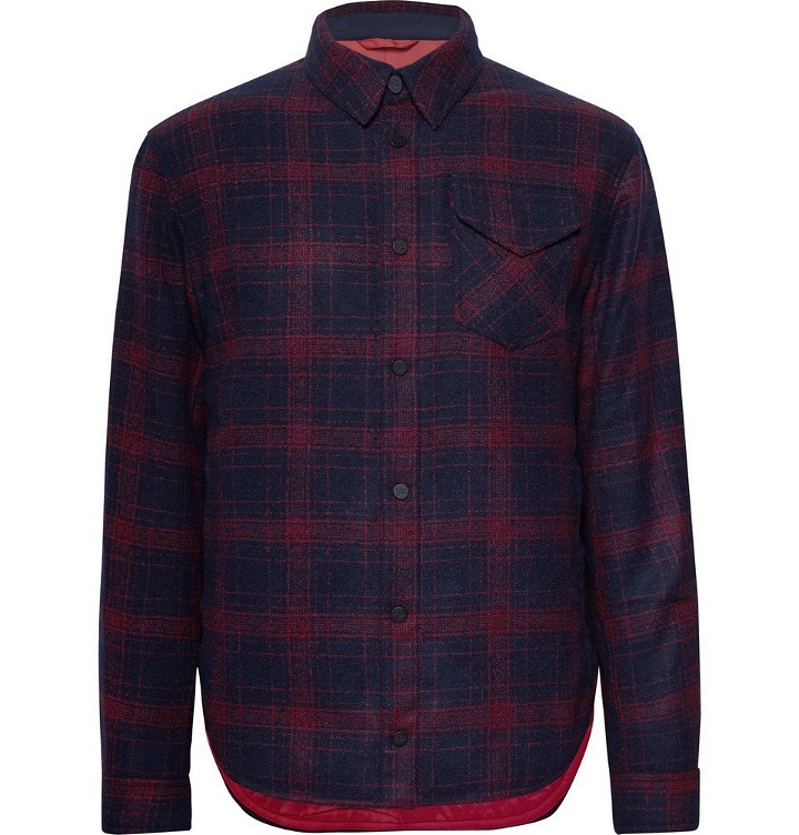 Photo: Aztech Mountain - Lenado Checked Wool-Blend Flannel Padded Overshirt - Navy