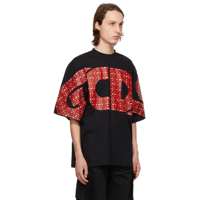 GCDS Black Macro Bandana Logo T-Shirt GCDS