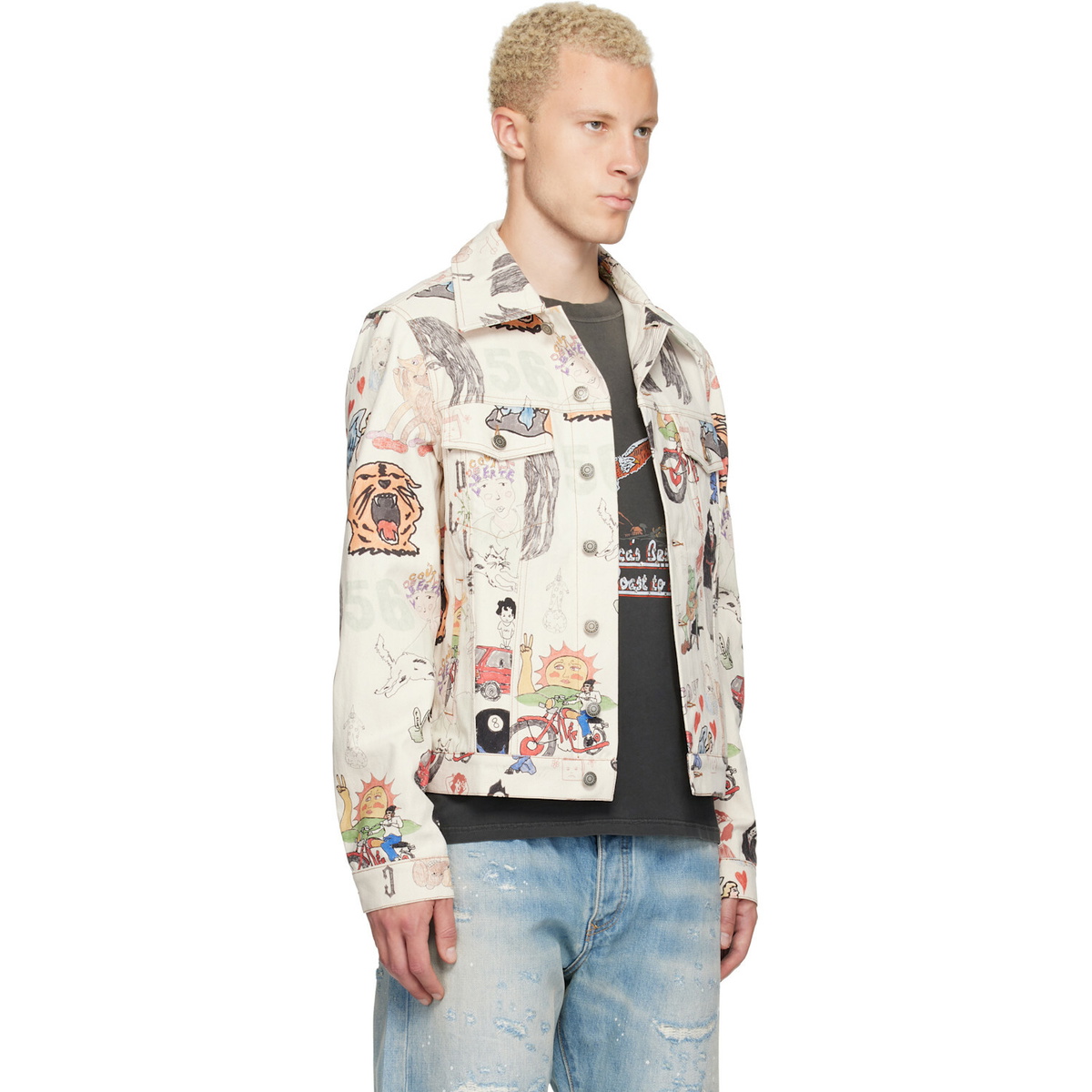 COÛT DE LA LIBERTÉ Off-White Johnny California Cool Japan Canvas Trucker Jacket