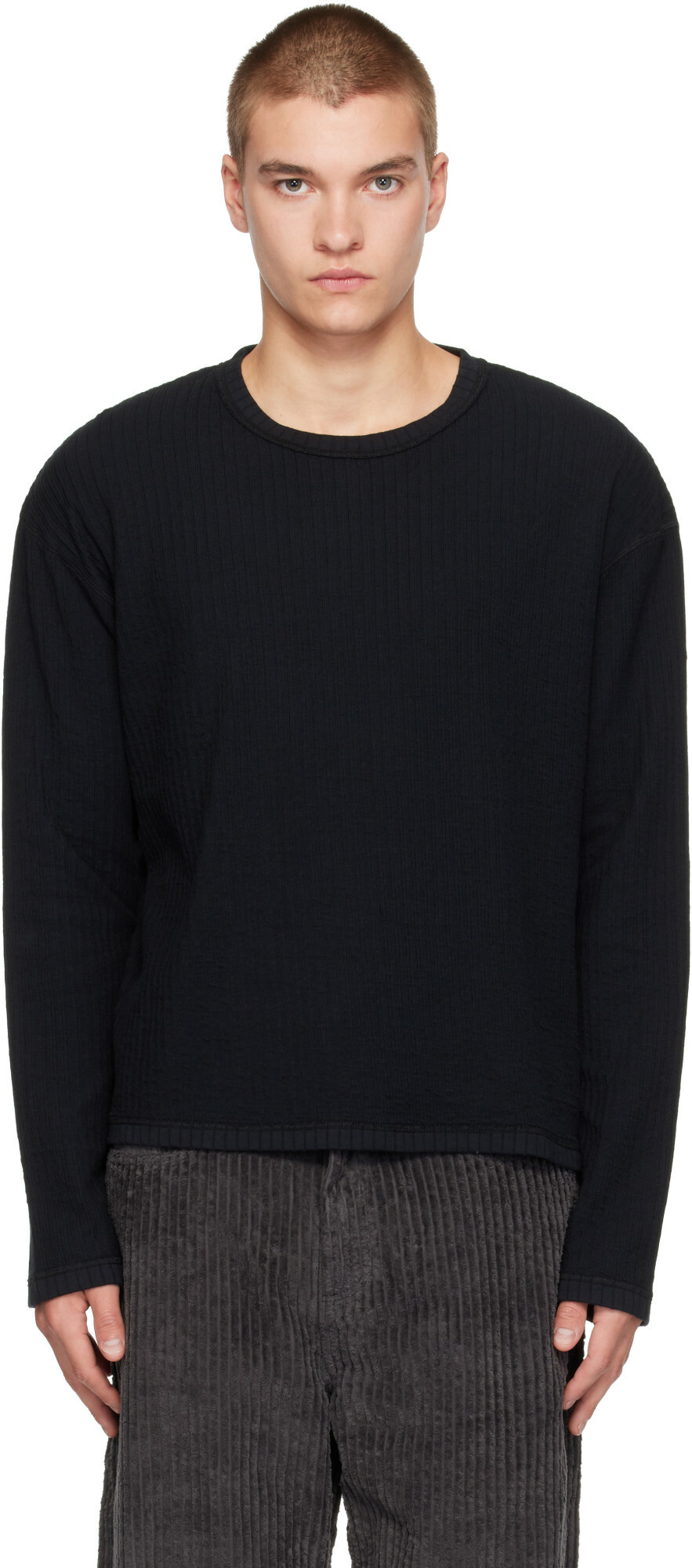 mfpen Black Reverse Rib Sweater