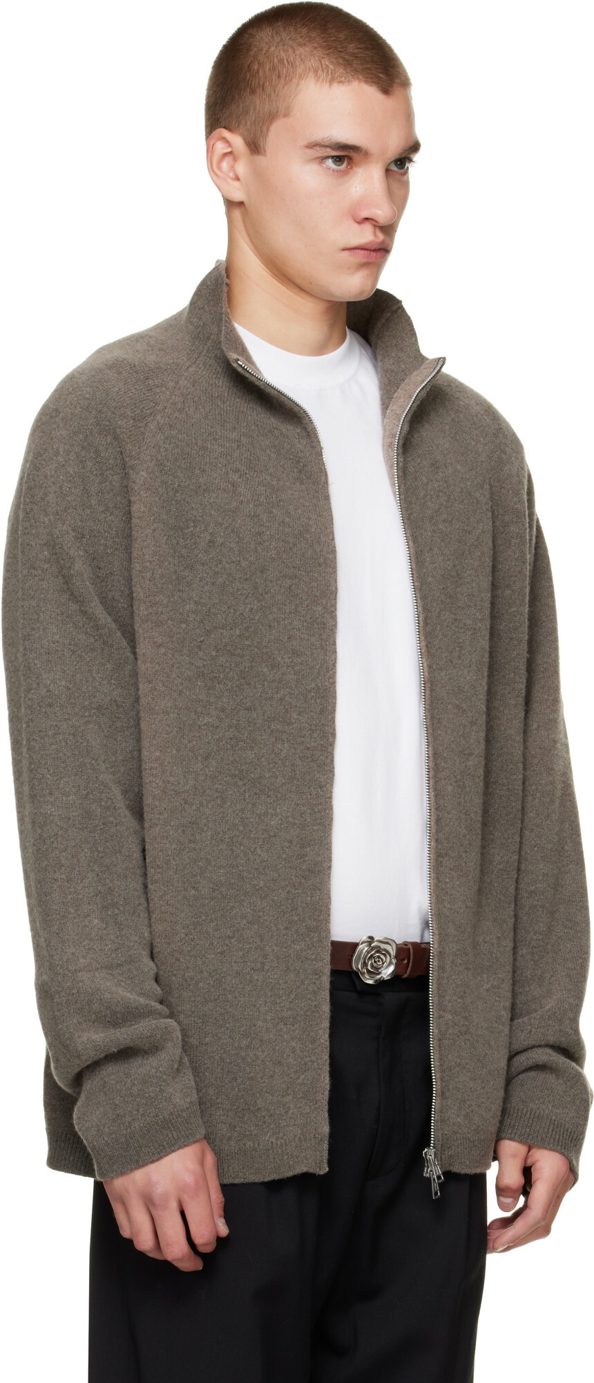 OUR LEGACY Taupe Line Zip Sweater
