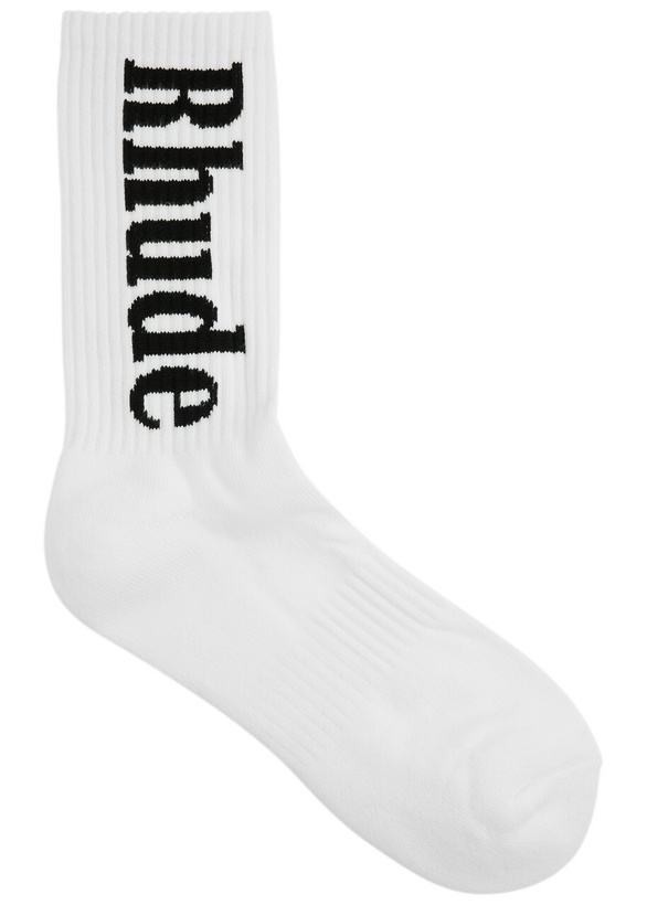 Photo: Rhude Moonlight Logo Cotton-blend Socks - White - One Size